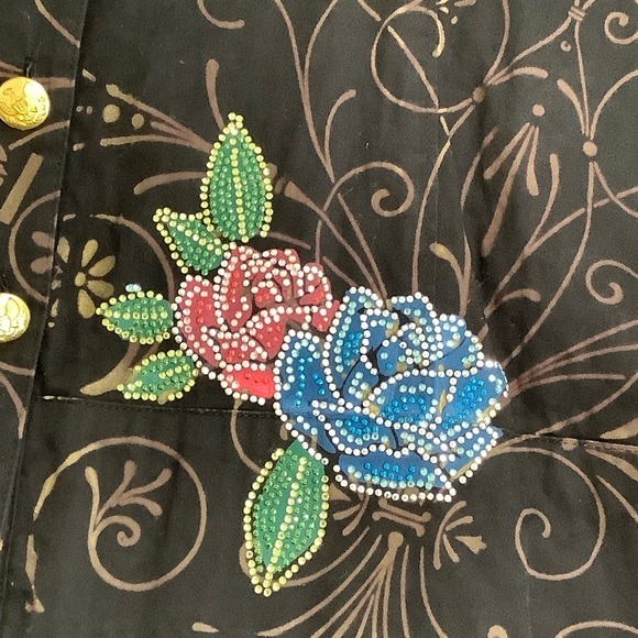 COOGI Eagle and Roses V-neck embellished fitted dress Size L EUC - Picture 5 of 16